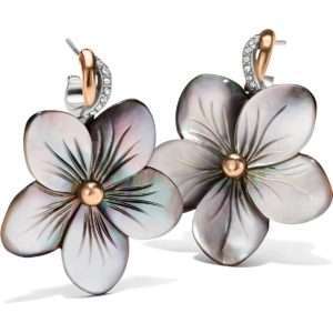Brighton Neptune's Rings Shell Flower Earrings Silver-Black