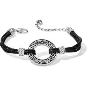 Brighton Interlok Weave Cord Bracelet Silver-Black