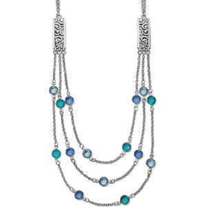 Brighton Elora Gems Multi Layer Necklace Silver-Blues