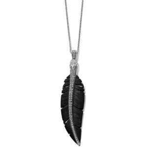 Brighton Free Spirit Feather Necklace Silver-Black