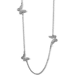 Brighton Solstice Bloom Butterfly Long Necklace Silver