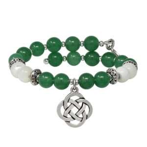 Wind & Fire Celtic Knot & Aventurine Beaded Charm Wrap Bracelet