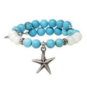 Wind & Fire Starfish & Turquoise Beaded Charm Wrap Bracelet