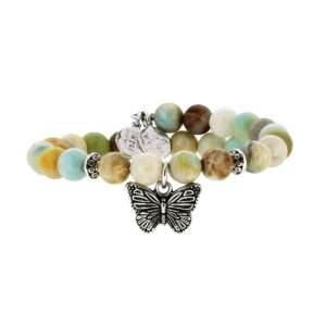 Wind & Fire Butterfly & Amazonite Beaded Charm Wrap Bracelet