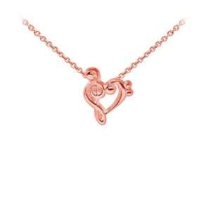 Wind & Fire Music Note Heart Dainty Necklace Rose