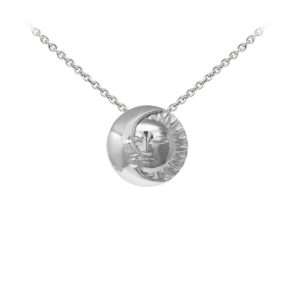 Wind & Fire Celestial Moon & Sun Dainty Necklace Silver