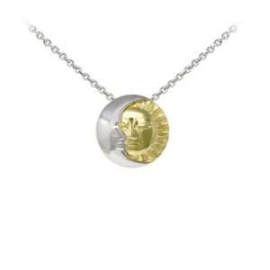 Wind & Fire Celestial Moon & Sun Dainty Necklace Silver