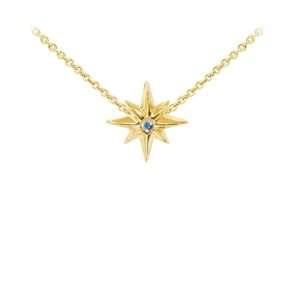 Wind & Fire North Star w/Crystal Dainty Necklace Gold