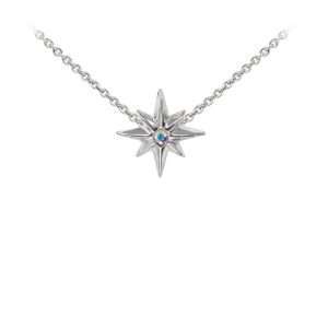 Wind & Fire North Star w/Crystal Dainty Necklace Silver
