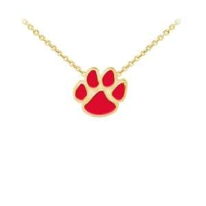 Wind & Fire Enameled Paw Print Dainty Necklace Gold