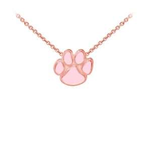 Wind & Fire Enameled Paw Print Dainty Necklace Rose