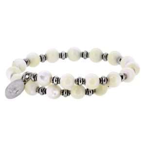 Wind & Fire Bracelet 8mm White Mother of Pearl Wrap Bracelet