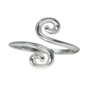 Wind & Fire Swirls 3D Ring Cuff Silver
