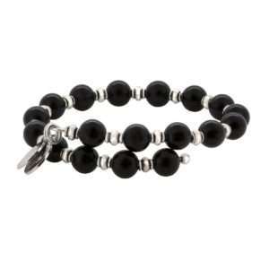 Wind & Fire Bracelet 8mm Black Onyx Agate Wrap Bracelet