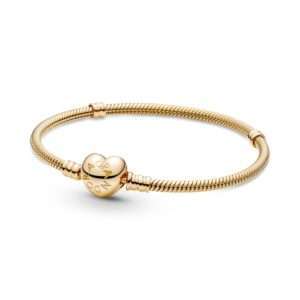 Pandora Moments Heart Clasp Snake Chain Bracelet, Gold 14K (Yellow)