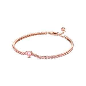 Pandora Sparkling Heart Tennis Bracelet, Rose Gold Plate