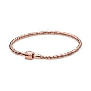 Pandora Moments Barrel Clasp Snake Chain Bracelet, Rose Gold Plate