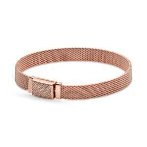 Pandora Reflexions Long Clasp Pavé Bracelet, Rose Gold Plate