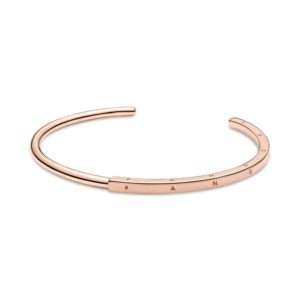 Pandora Signature I-D Open Bangle, Rose Gold