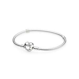 Pandora Moments Heart & Snake Chain Bracelet, Sterling silver