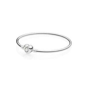 Pandora Moments Heart Clasp Bangle, Sterling silver