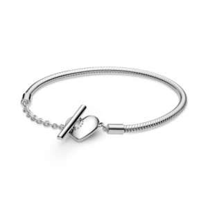 Pandora Moments Heart T-Bar Snake Chain Bracelet, Sterling silver