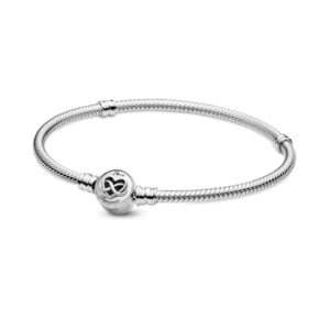 Pandora Moments Heart Infinity Clasp Snake Chain Bracelet, Sterling silver