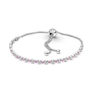 Pandora Pink & Clear Sparkle Slider Bracelet, Sterling silver