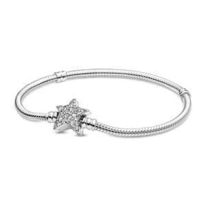 Pandora Moments Asymmetric Star Clasp Snake Chain Bracelet, Sterling silver