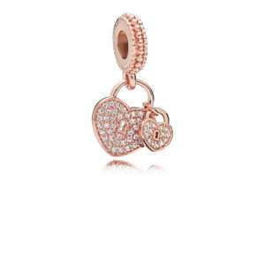 Pandora, Pavé Heart Padlocks Dangle Charm