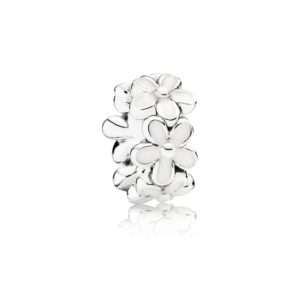 Pandora, White Daisy Flower Spacer Charm