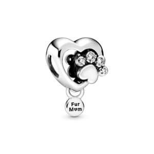 Pandora, Sparkling Paw Print & Heart Charm