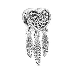 Pandora, Openwork Heart & Three Feathers Dreamcatcher Charm