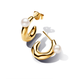 Pandora Treated Freshwater Cultured Pearl & Organically Shaped Hoop Earrings