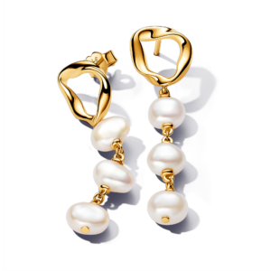 Pandora Organically Shaped Circle & Baroque Treated Freshwater Cultured Pearls Drop Earrings