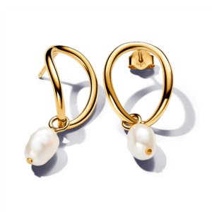 Pandora Organically Shaped Circle & Baroque Treated Freshwater Cultured Pearl Earrings