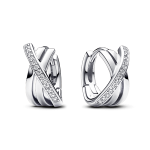 Pandora Crossover PavÃ© Hoop Earrings
