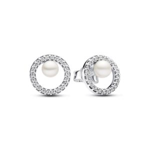 Pandora Treated Freshwater Cultured Pearl & Pavé Halo Stud Earrings