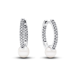 Pandora Treated Freshwater Cultured Pearl & PavÃ© Hoop Earrings