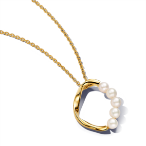 Pandora Organically Shaped Circle & Treated Freshwater Cultured Pearls Pendant Necklace