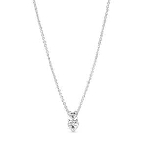 Pandora Double Heart Pendant Sparkling Collier Necklace