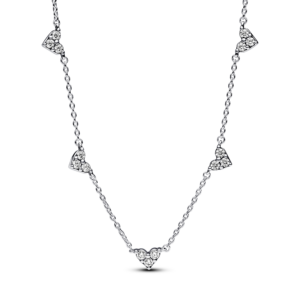 Pandora Triple Stone Heart Station Chain Necklace