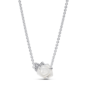 Pandora White Rose in Bloom Collier Necklace
