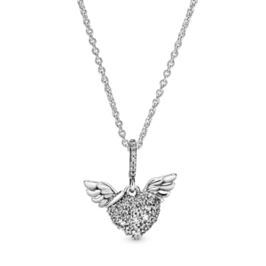 Pandora PavÃ© Heart and Angel Wings Necklace