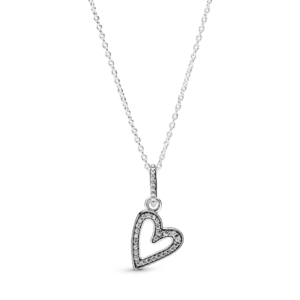 Pandora Sparkling Freehand Heart Pendant Necklace