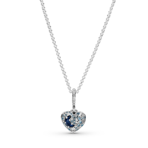 Pandora Sparkling Blue Moon & Stars Heart Necklace