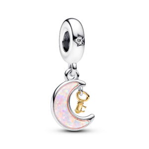 Pandora Two-tone Key & Moon Dangle Charm