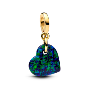 Pandora Opalescent Green Heart Dangle Charm