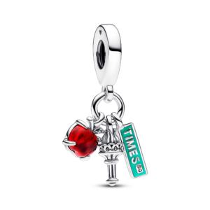Pandora NYC Apple, Torch and Street Sign Triple Dangle Charm