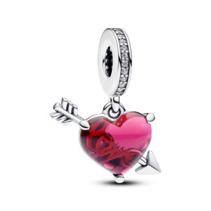 Pandora Red Heart & Arrow Murano Glass Dangle Charm